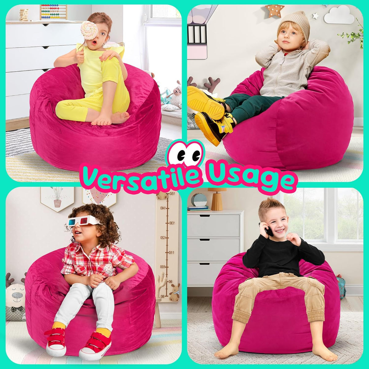 Hobestluk Bean Bag Chairs 2.5FT Bean Bag Chair with Memory Foam Filled & Machine Washable