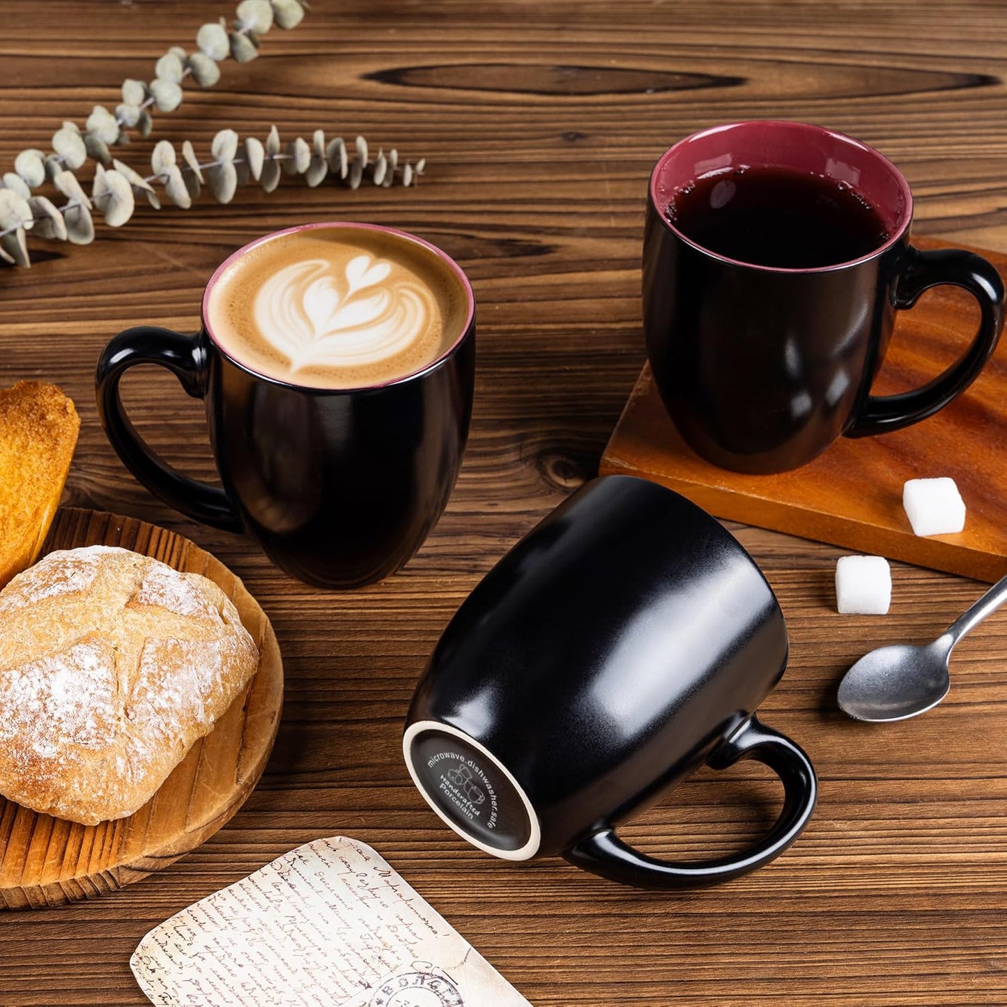 GBHOME 16oz Coffee Mugs Set of 6, Large Ceramic Coffee Mugs for Man, Woman, Dad, Mom, Modern Coffee