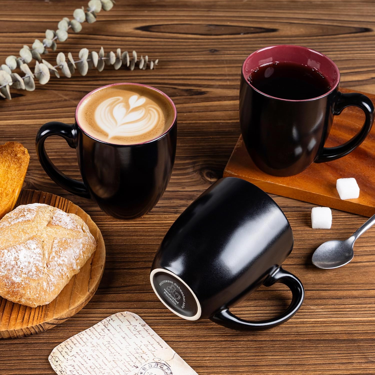 GBHOME 16oz Coffee Mugs Set of 6, Large Ceramic Coffee Mugs for Man, Woman, Dad, Mom, Modern Coffee