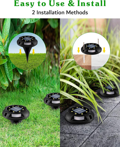 Biling Solar Pathway Lights Outdoor Uplight Sidelight, 12 Packs Blue Bright Solar Ground Lights
