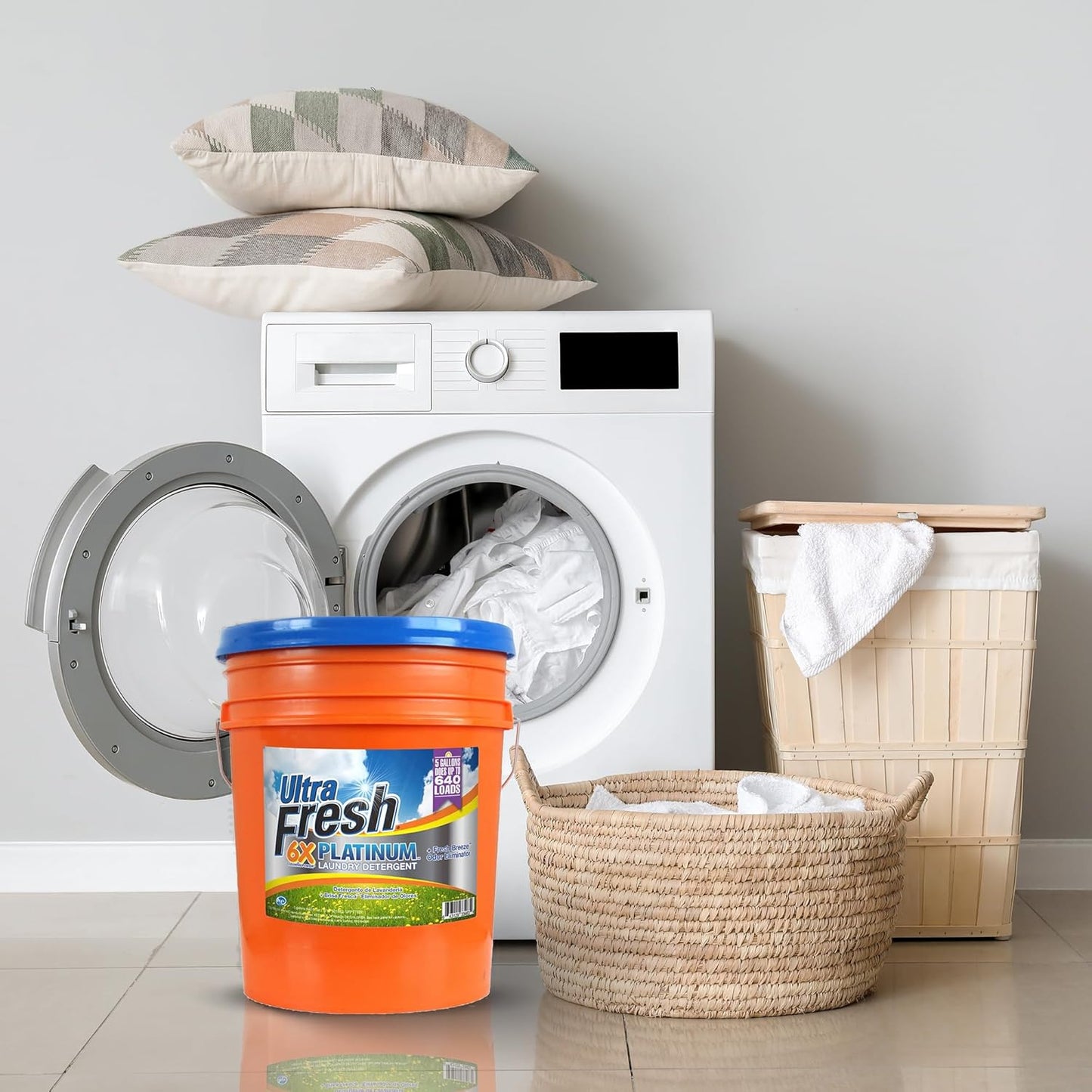 Ultra Fresh 5 Gallon Liquid Laundry Detergent Washing Soap for All Machine Types, 6X Platinum, Up