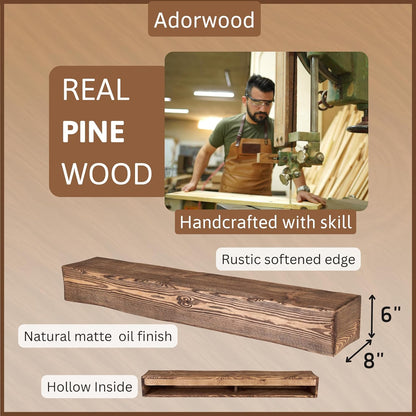 Handmade Fireplace Mantel Shelf 48", Extra Wide Rustic Wood Mantles for Over Fireplace, Wall