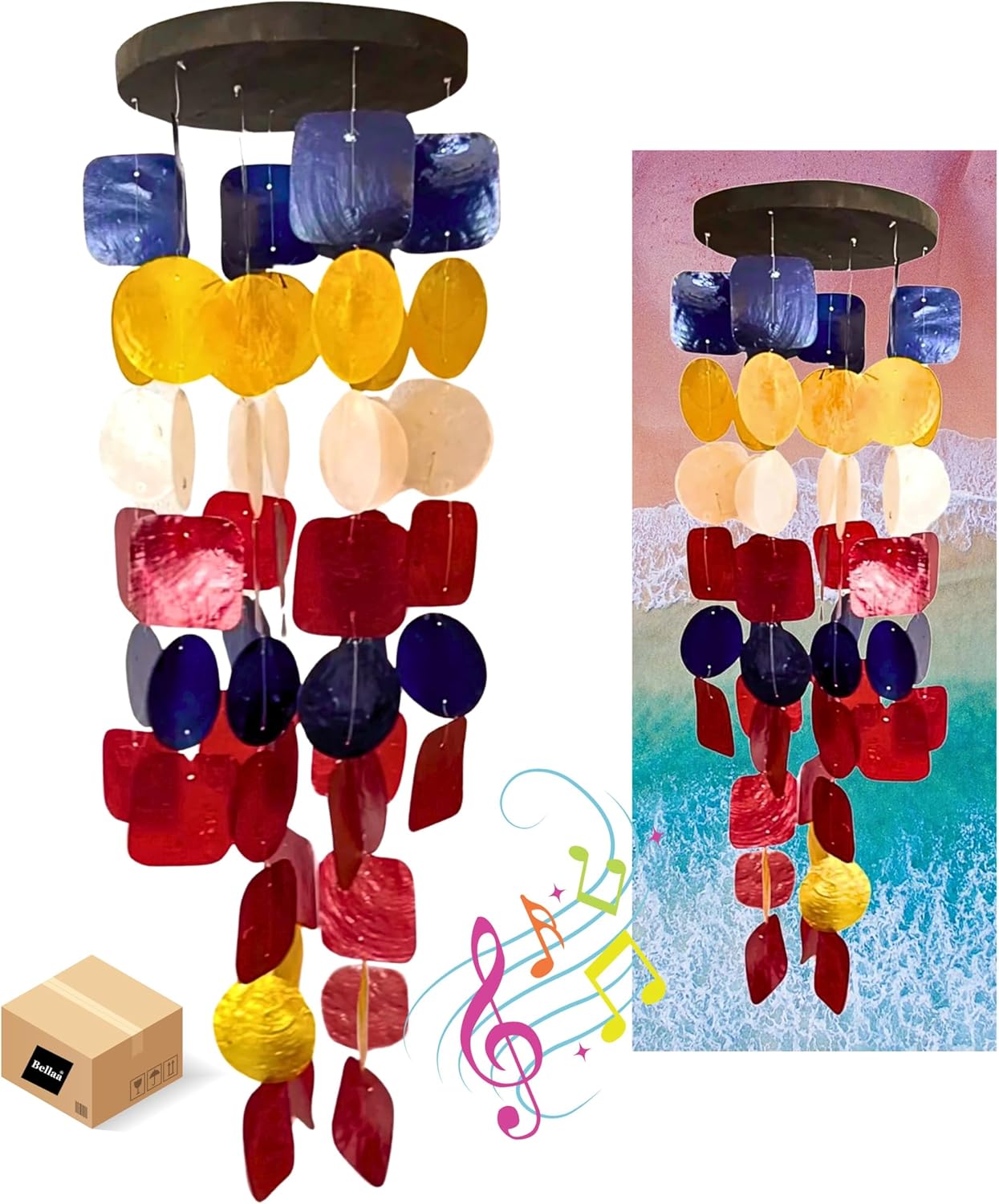 Bellaa 24872 Wind Chimes Outdoor, Garden Decorations, Musical, Indoor/Outside Windchimes, Beach