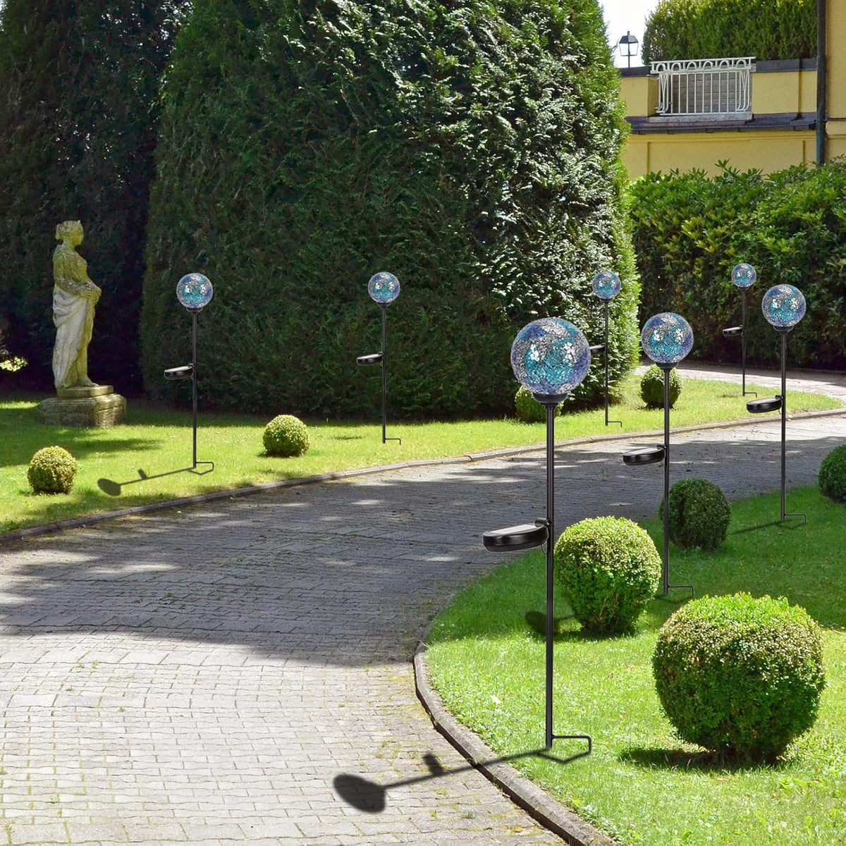 Solar Garden Lights Outdoor Decorative - Solar Gazing Ball Mosaic Garden Stakes Decorative