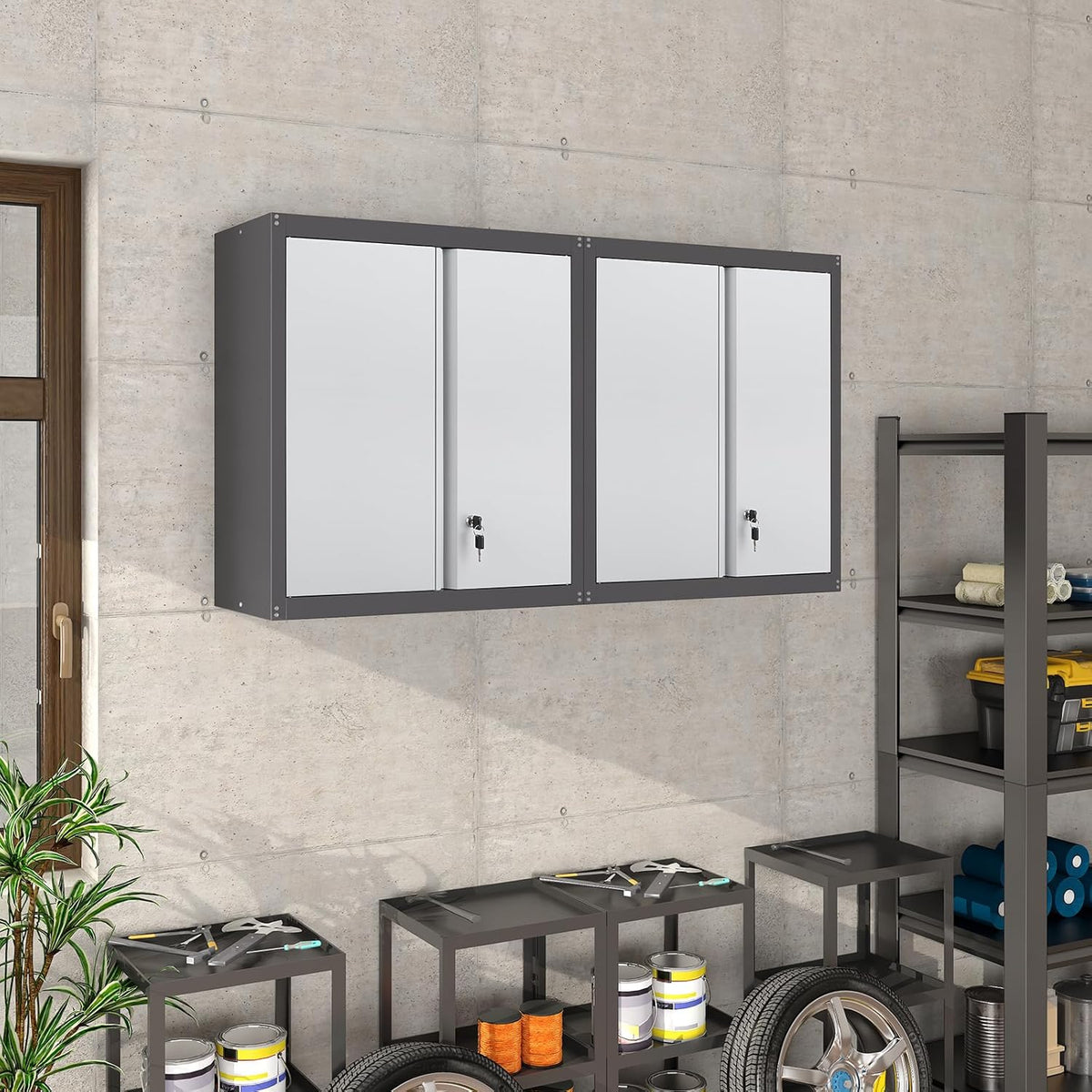 Metal Wall Cabinet,Locking Cabinet with Shelves,Wall Mounted Storage Cabinet1 for