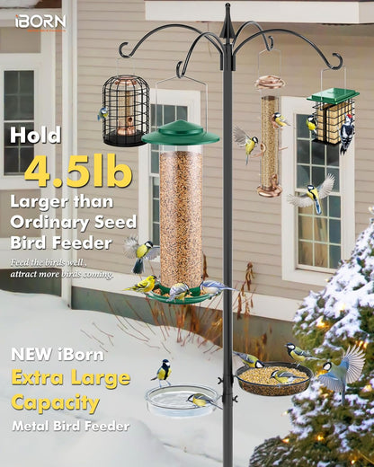 iBorn Metal Bird Feeder for Outside Hanging,Wild Bird Feeders for Cardinal,18cm Large