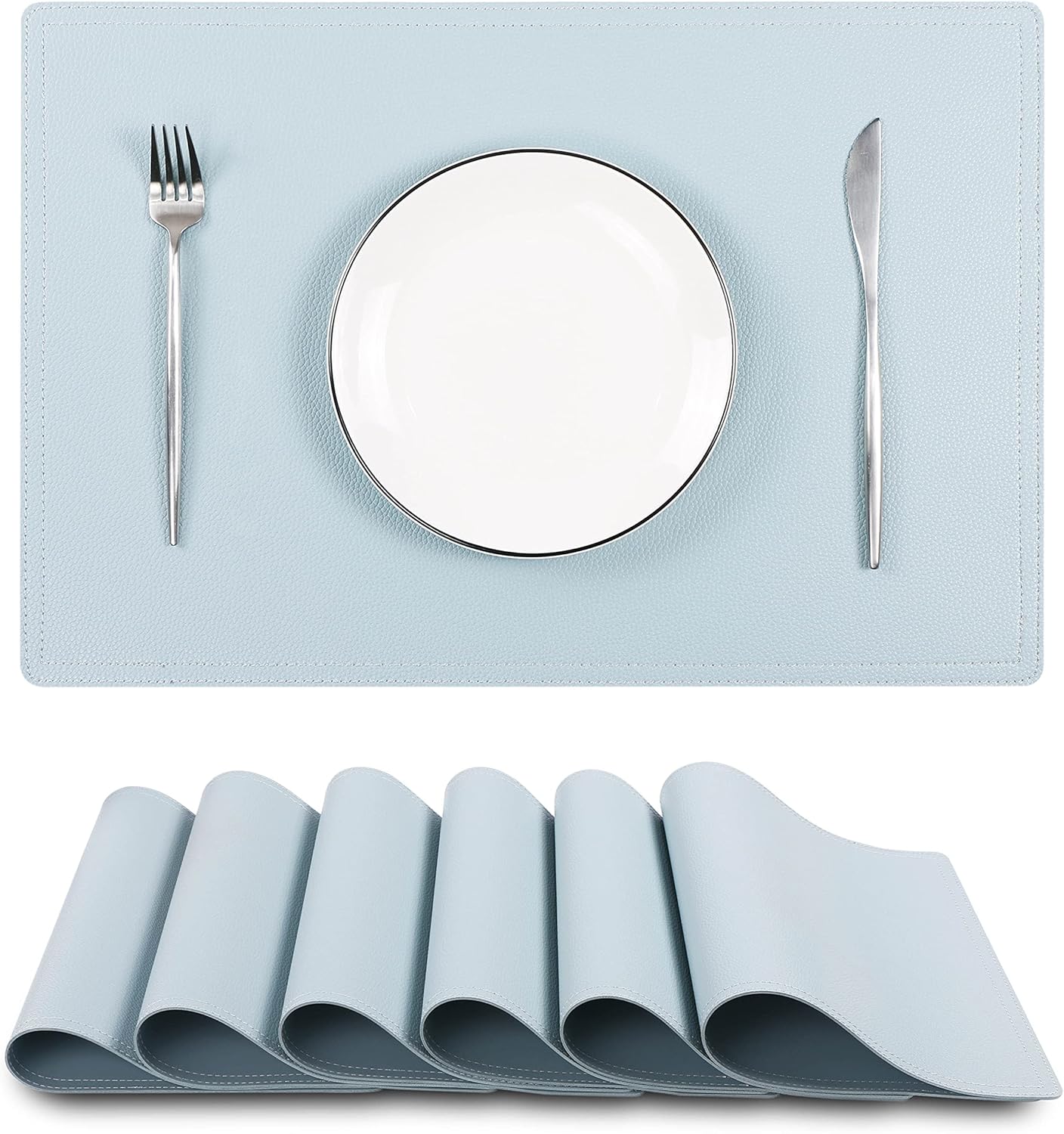Faux Leather Placemats, PU Table Mats, Set of 6, Waterproof, Stain Resistant, Heat Resistant