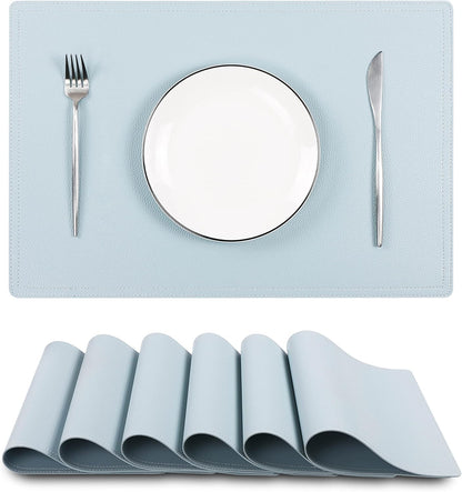 Faux Leather Placemats, PU Table Mats, Set of 6, Waterproof, Stain Resistant, Heat Resistant