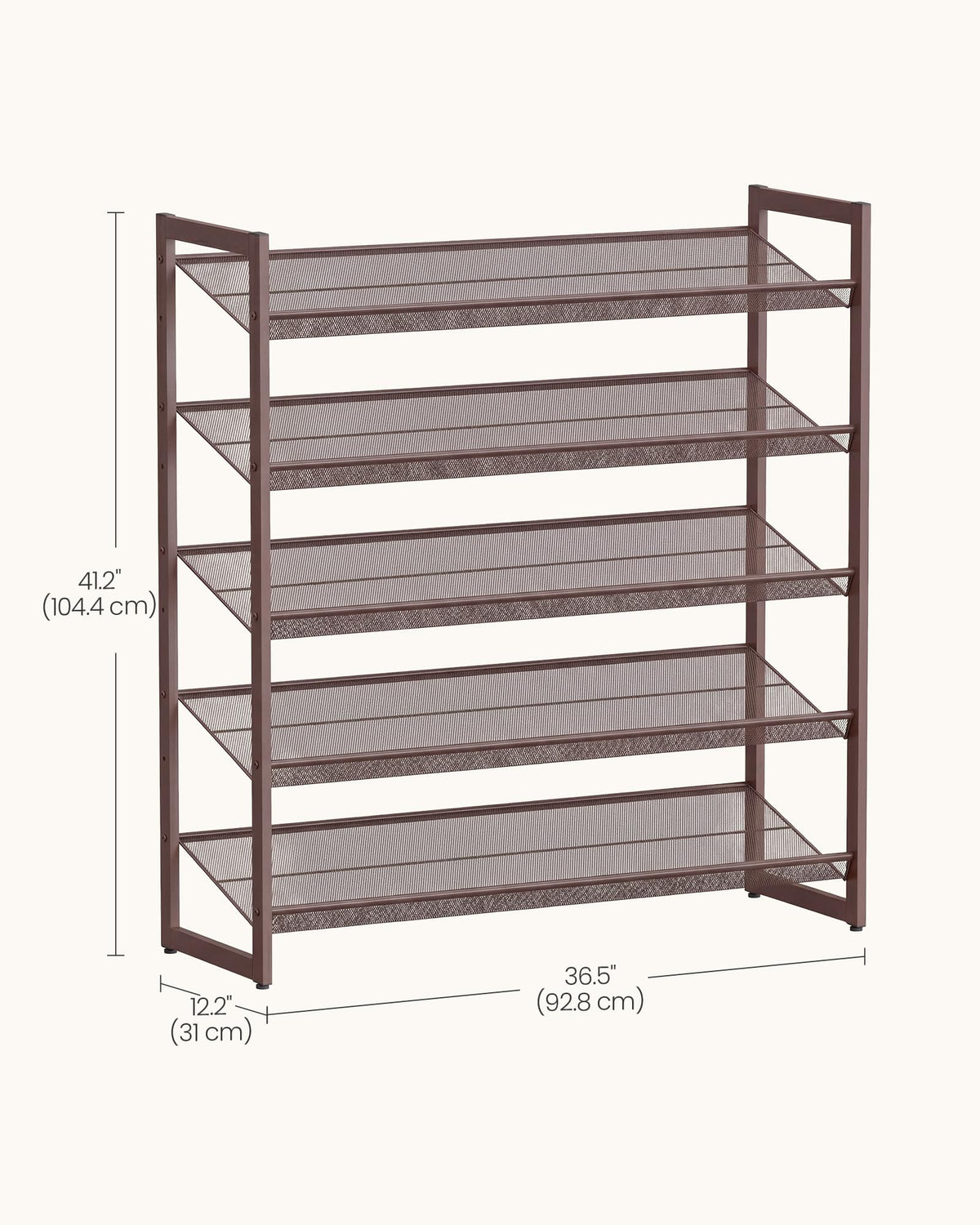SONGMICS HOME 5-Tier Stackable Shoe Rack, Metal Shoe Organizer for Closet, Entryway, Garage, Flat