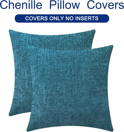 CaliTime Throw Pillow Covers Decorative 20 X 20 Inches Pack of 2 Cozy Chenille Cushion Case for
