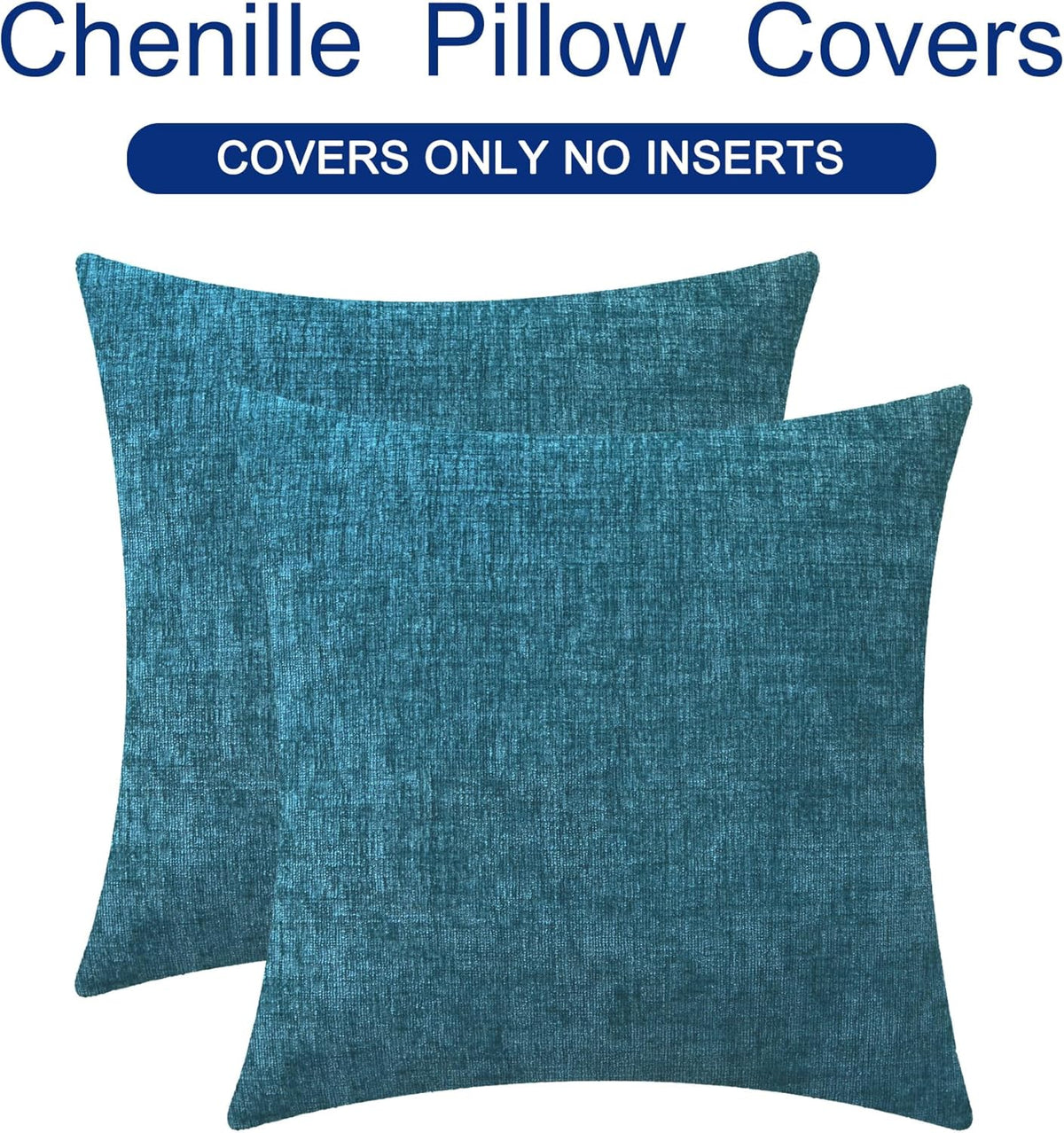 CaliTime Throw Pillow Covers Decorative 18 X 18 Inches Pack of 2 Cozy Chenille Cushion Cases for
