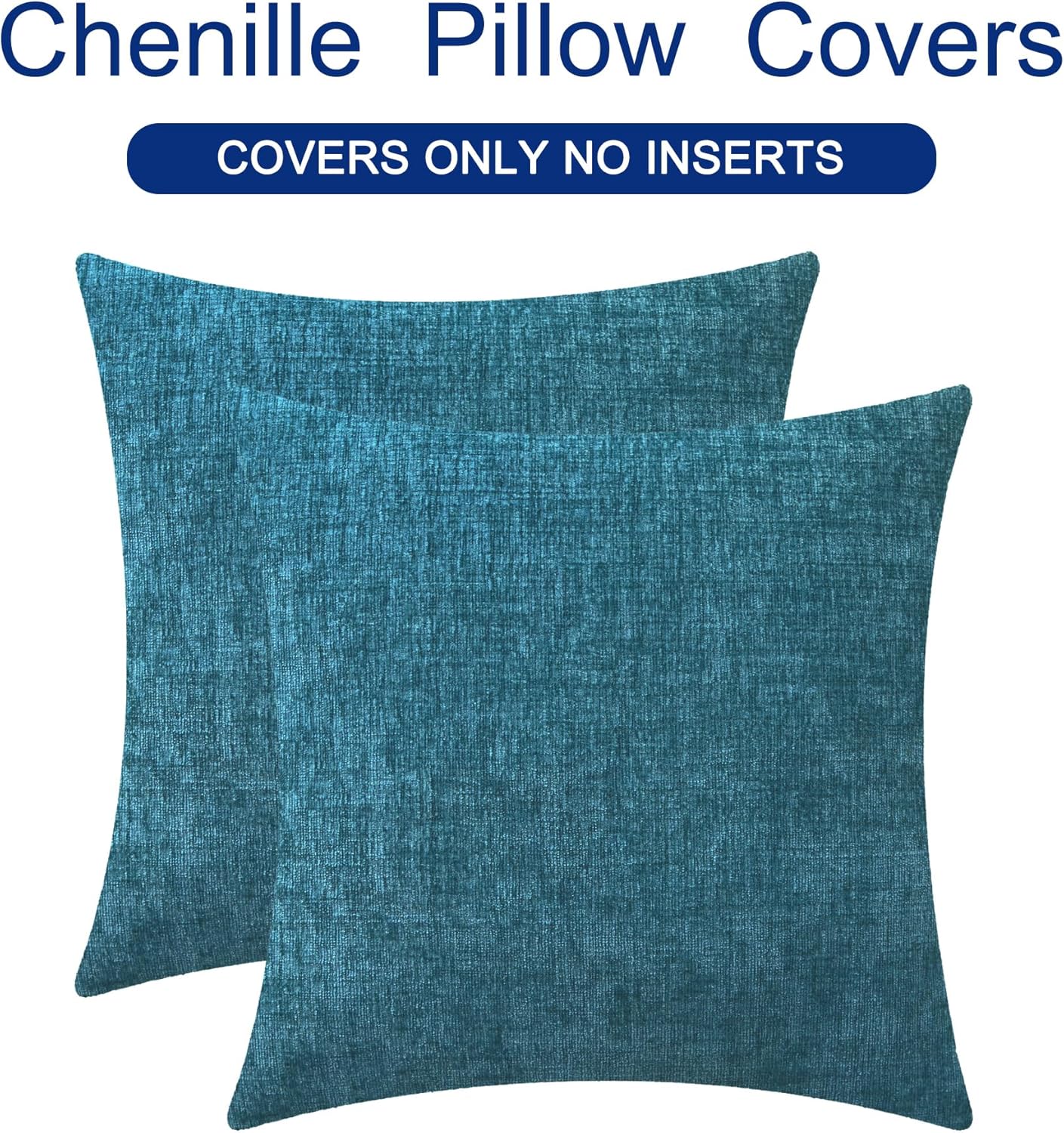 CaliTime Throw Pillow Covers Decorative 26 X 26 Inches Pack of 2 Cozy Chenille Cushion Cases for