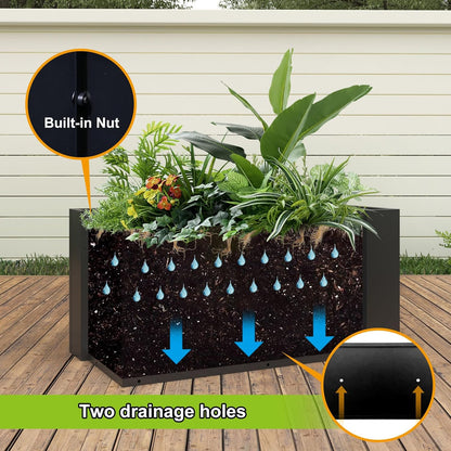 Steel Planter 36" x 12" x 16" Metal Rectangle Outdoor Planter Black Powder Coated Flower Box