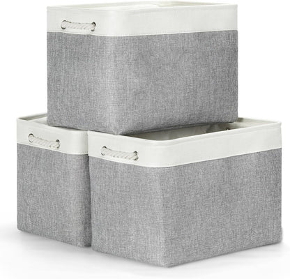 Bidtakay Large Storage Baskets for Organizing 3-Pack Fabric Closet Organizers Storage Bins with
