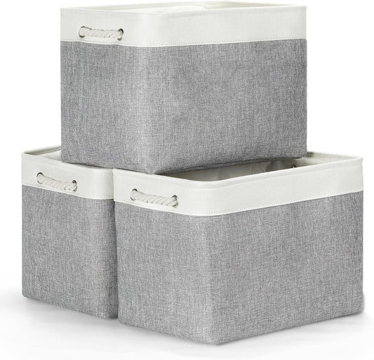 Bidtakay Large Storage Baskets for Organizing 3-Pack Fabric Closet Organizers Storage Bins with