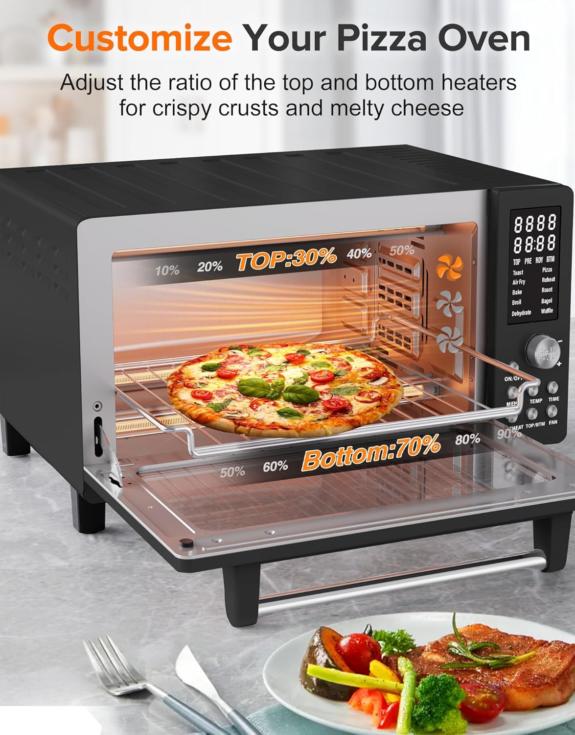 Nuwave Bravo Pro Smart Air Fryer Toaster Oven Combo, Airfryer Convection Oven Countertop, 12-in-1