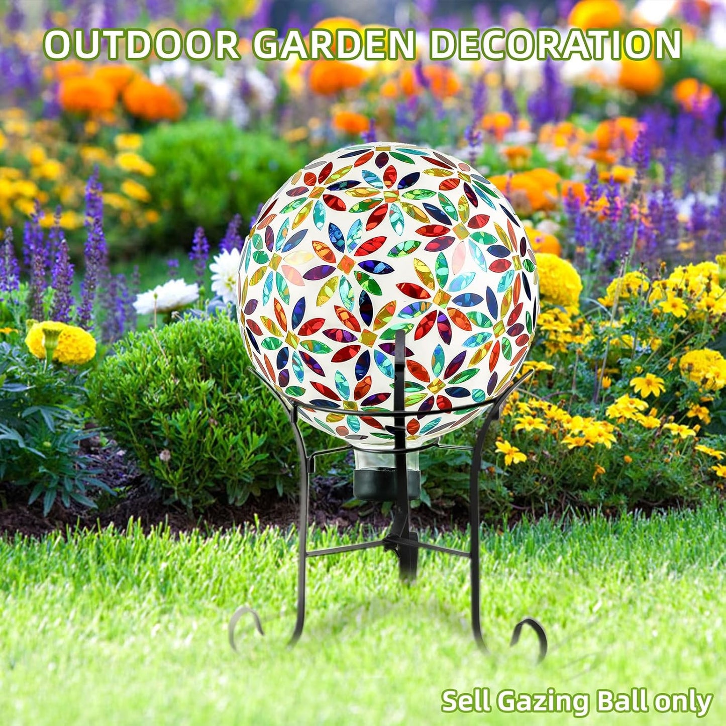 VOREEN Mosaic Glass Gazing Ball Outdoor Gazing Globe, Reflective Ball Yard Decoration for Homes