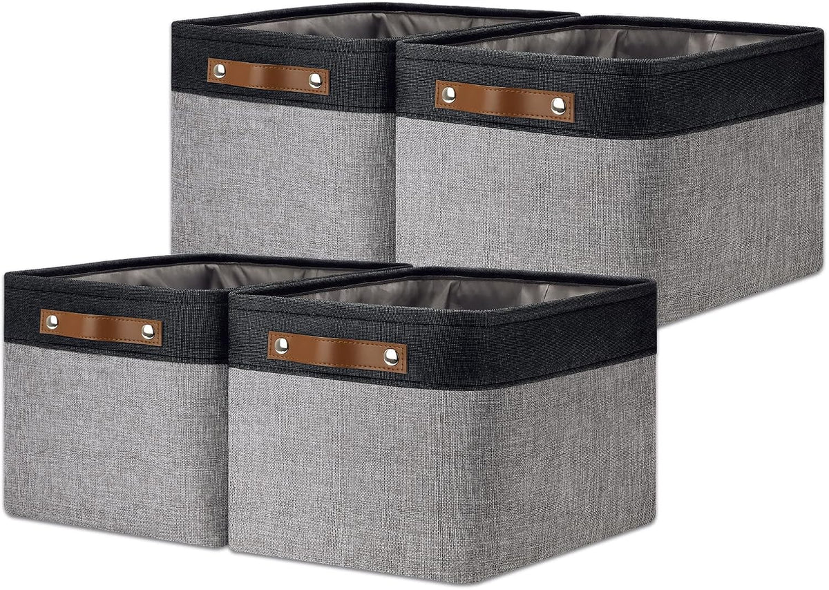 DULLEMELO Canvas Storage Bin with Handles, Fabric Bins for Shelves, Bedroom, Office,Nursery,Fabric