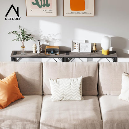 31.5‘’ Console Table, Skinny Entryway Table with Fast-Charging Station, Narrow Long Sofa Table