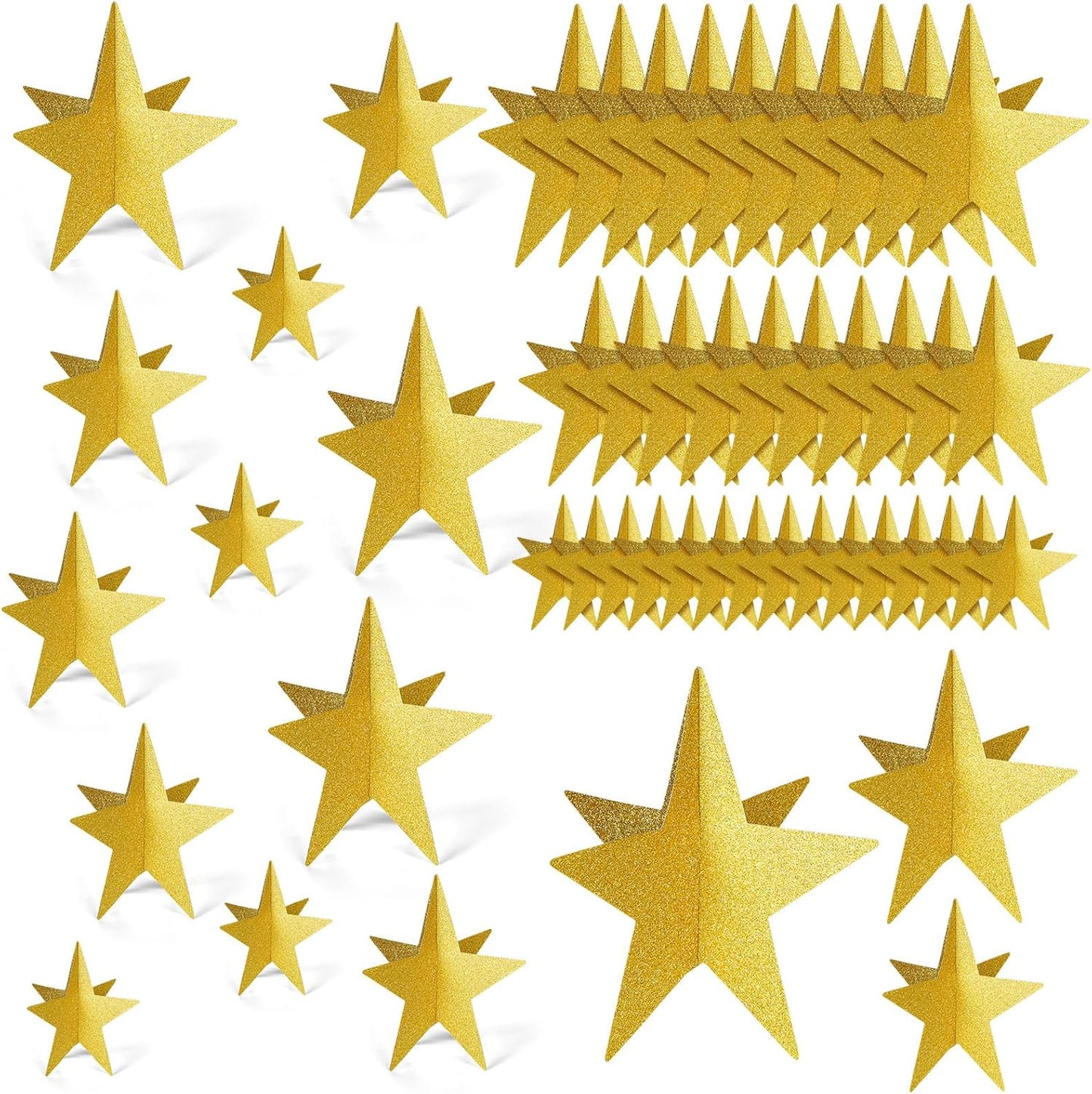 45 Pcs 3D Star Centerpieces Movie Night Decorations for Table in 3 Sizes Hanging Supplies for Red