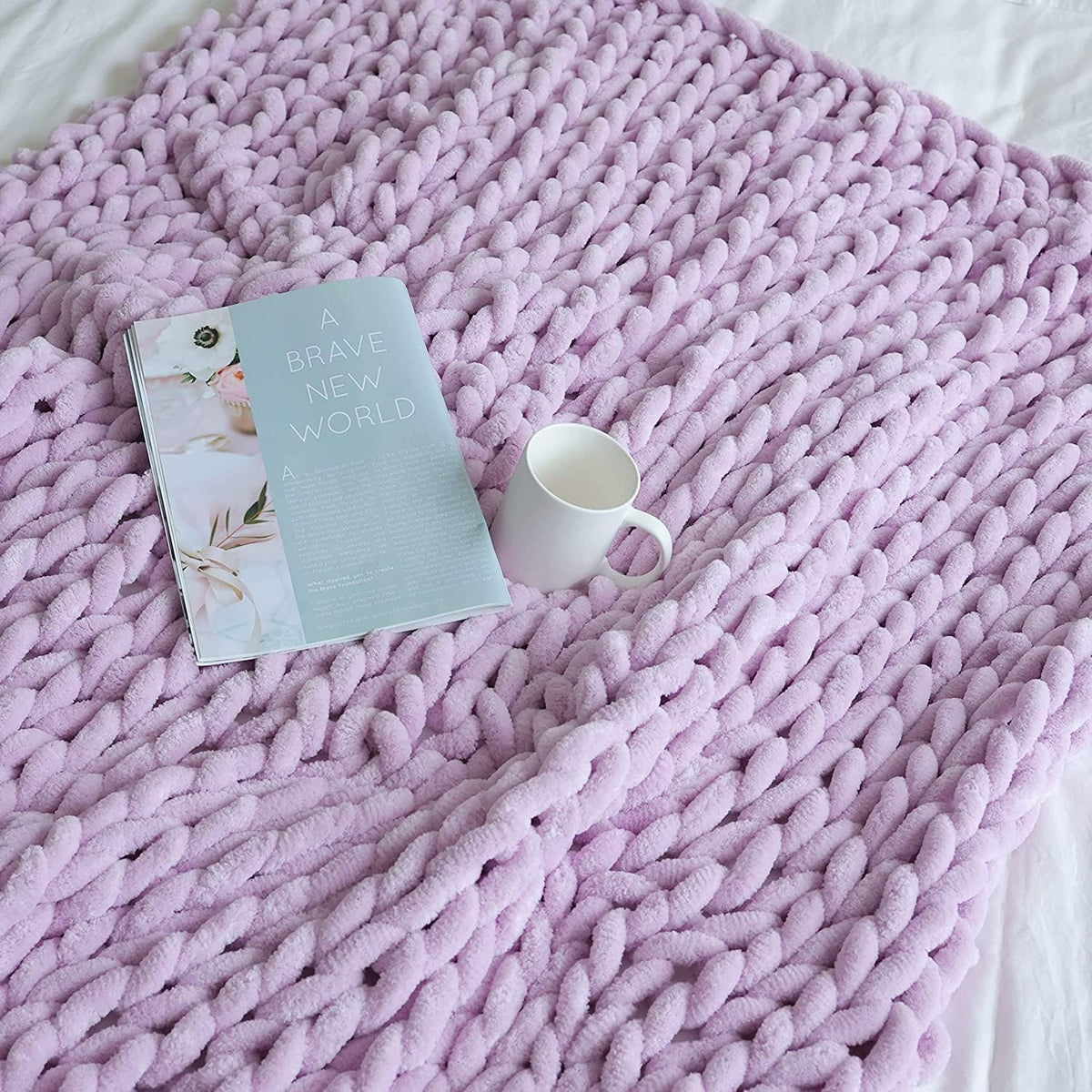 Maetoow Chenille Chunky Knit Blanket Throw (60×80 Inch), Handmade Warm & Cozy Blanket Couch, Bed