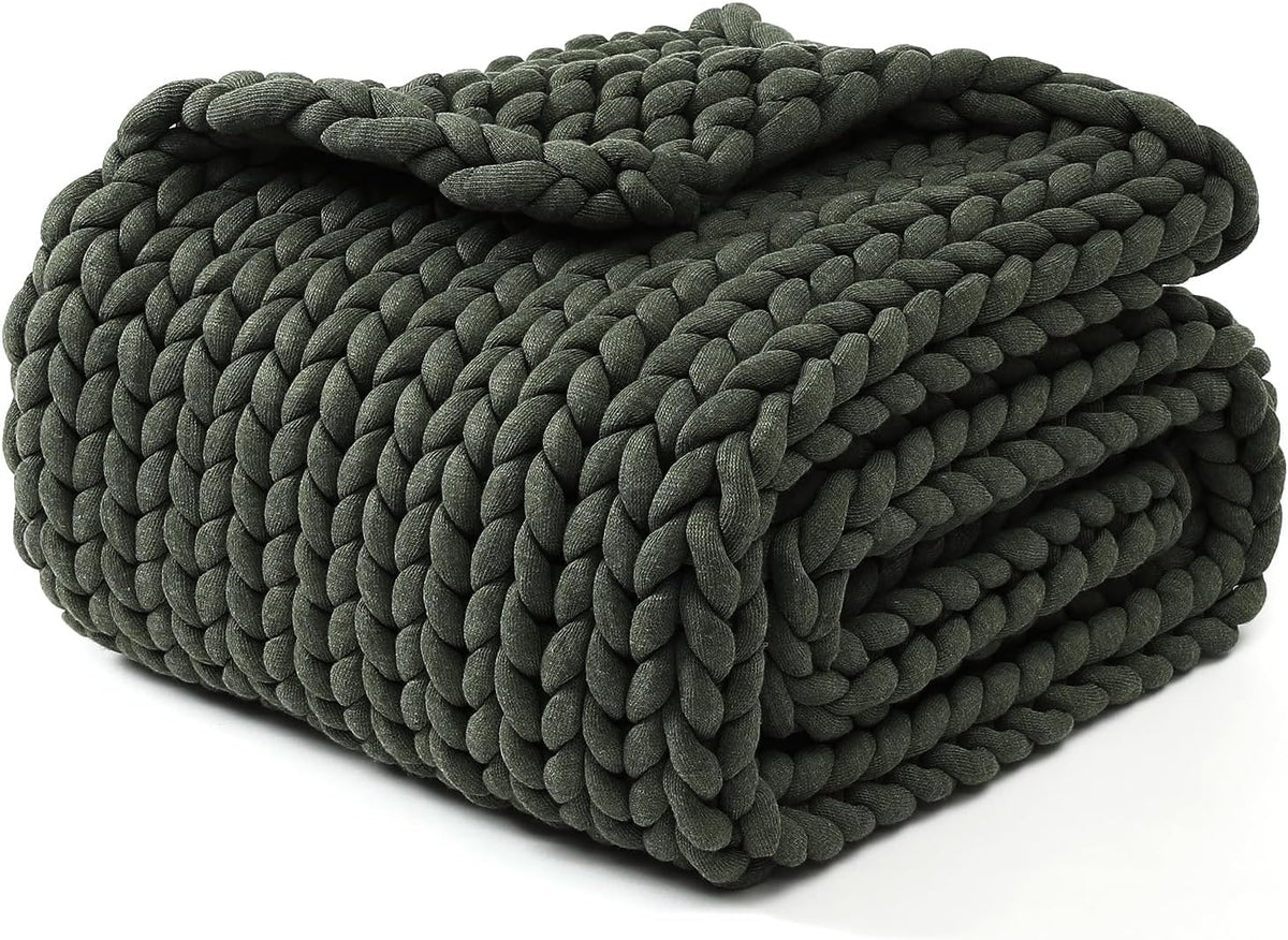 YnM Chunky Throw Blanket, Medium-Weight, Hand Knitted, Skin Friendly, Ventilated and Breathable