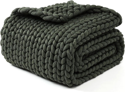 YnM Chunky Throw Blanket, Medium-Weight, Hand Knitted, Skin Friendly, Ventilated and Breathable