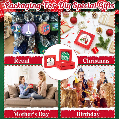 50 Pcs Sublimation Ornament Blanks Box 3.6"x3.6"x0.7" Christmas Ornaments Holder Ceramic Discs