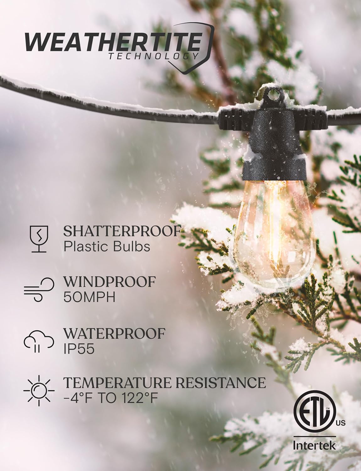 Brightech Ambience Pro Solar String Lights for Outside - Super Bright Remote Control Color