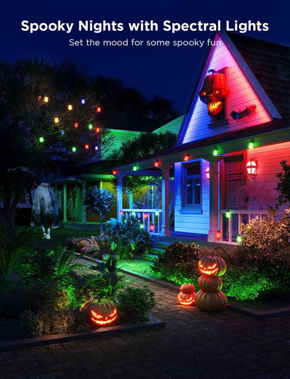 Govee Smart Outdoor String Lights H7015, 48ft RGBIC Outdoor Lights with 15 Dimmable LED Bulbs, IP65
