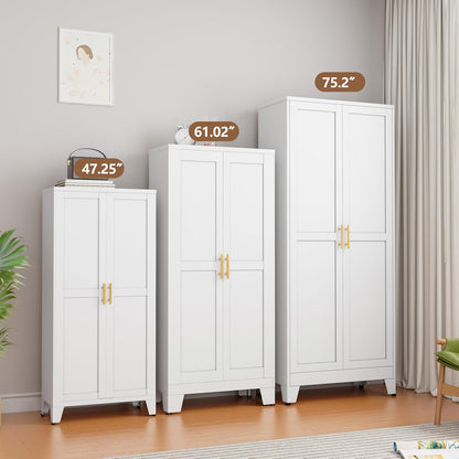 Metal Kitchen Pantry Storage Cabinet with 2 Doors and 3 Adjustable Shelves,Pantry Cabinet with