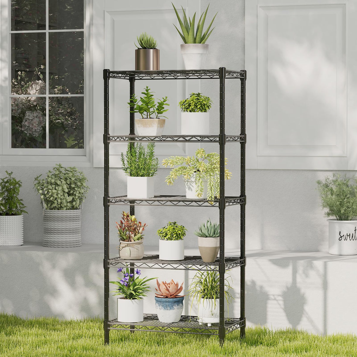 DUMOS 5-Tier Metal Storage Shelves, Wire Shelving, Storage Rack, 23.2" W