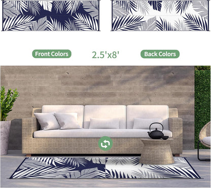 GENIMO Outdoor Rug 2.5' x 8' Waterproof for Patios Clearance, Reversible Outdoor Plastic Straw