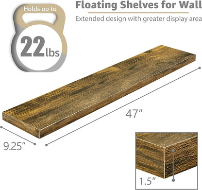 Sorbus Floating Shelves for Wall - 48 Inch Long Bathroom Shelves, Wall Decor for Bedroom, Kitchen