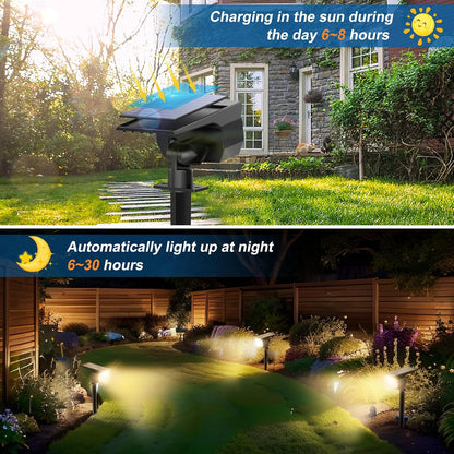 Solar Spot Lights Outdoor Waterproof IP65, 6 Pack Landscape Spotlights with 46 LEDs, 3 Modes Auto
