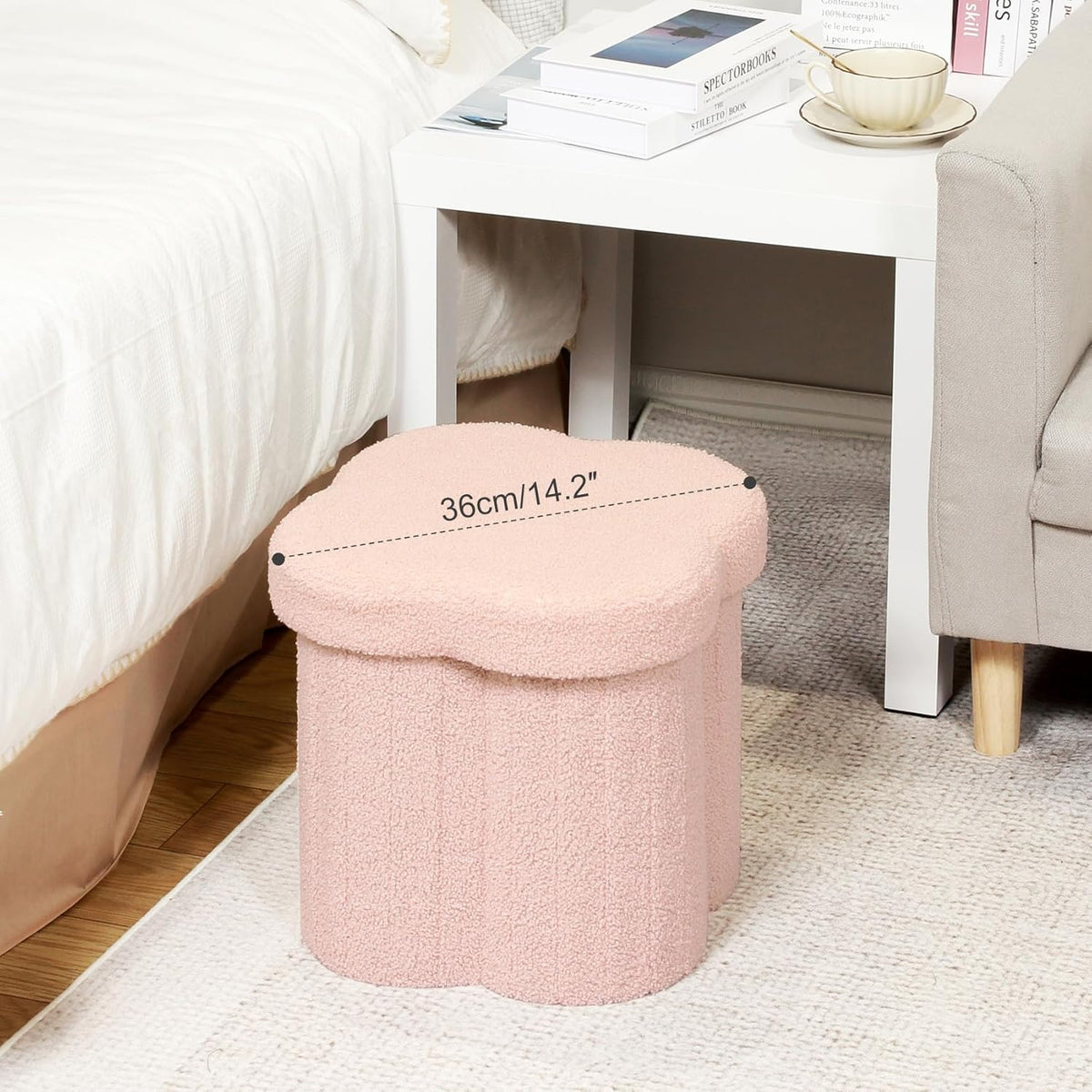 B FSOBEIIALEO Storage Ottoman Cube, Flowers Shaped Ottomans with Storage Foot Stool Footrest for