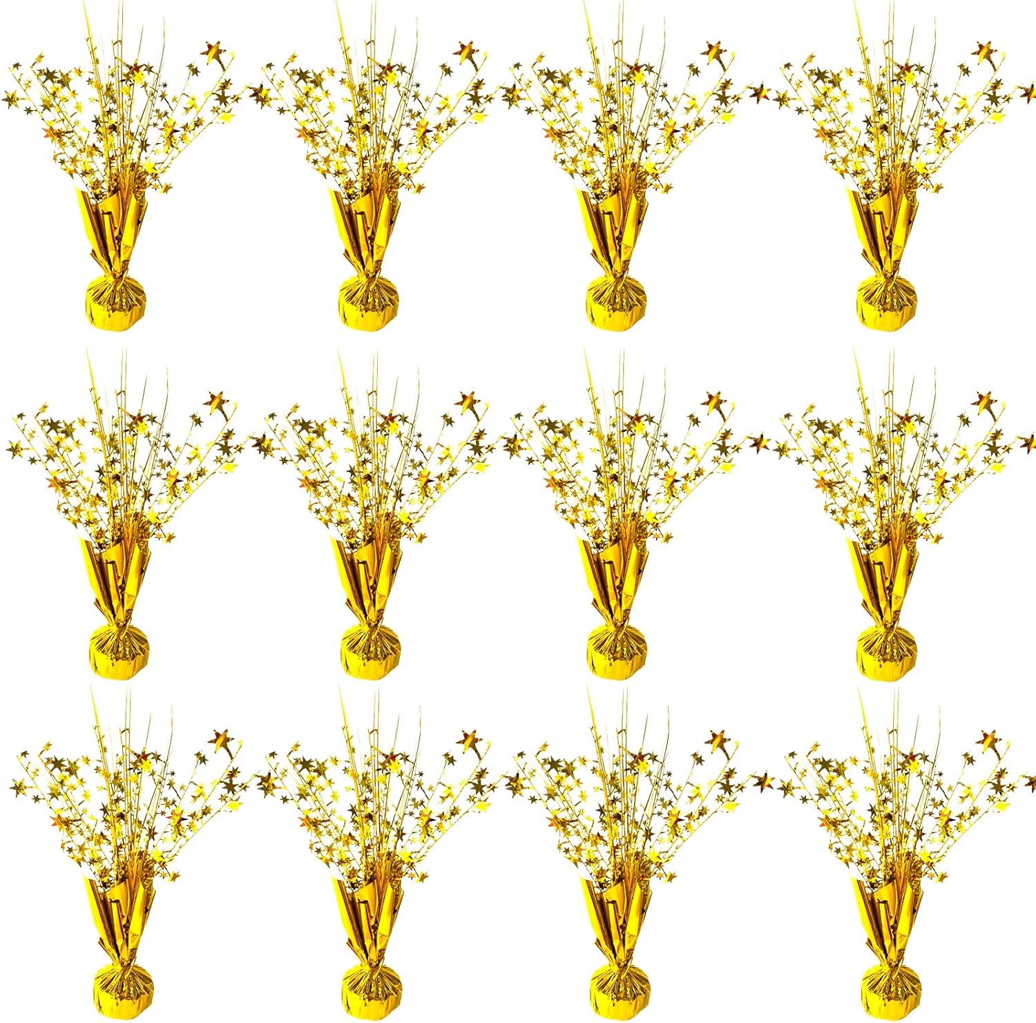 12 Pack Metallic Foil Spray Centerpiece Star Table Decoration Burst Table Centerpieces for Birthday