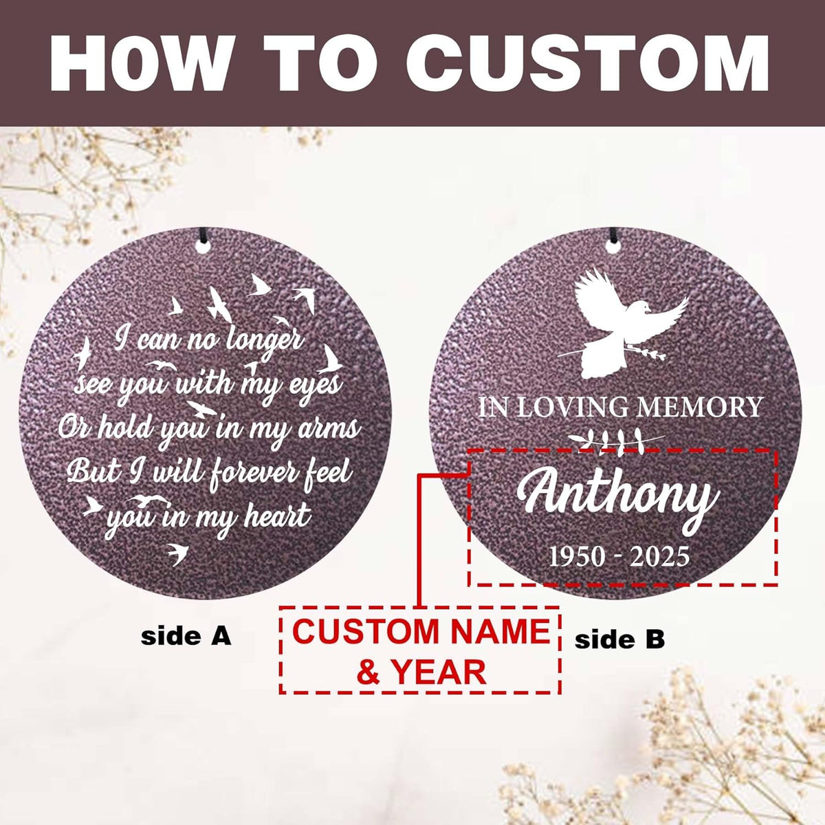 ASTARIN Large Engraving Wind Chime Memorial, Personalized Windchimes in Memory of a Loved One, Loss
