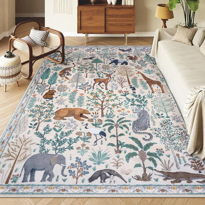 OJIA Jungle 8x10 Area Rugs for Living Room Bedroom Large Washable Rugs, Thin Modern Nursery Rug