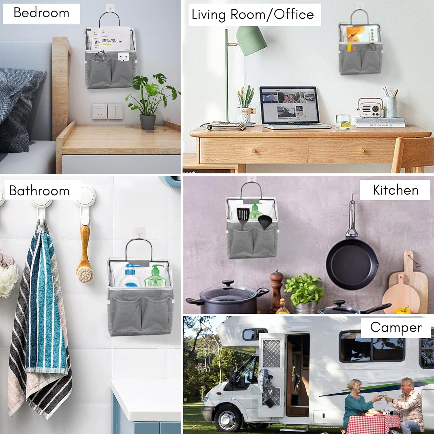3pcs Small Wall Hanging Organizer Bag, Linen Fabric Door Hanging Storage Basket with Pockets