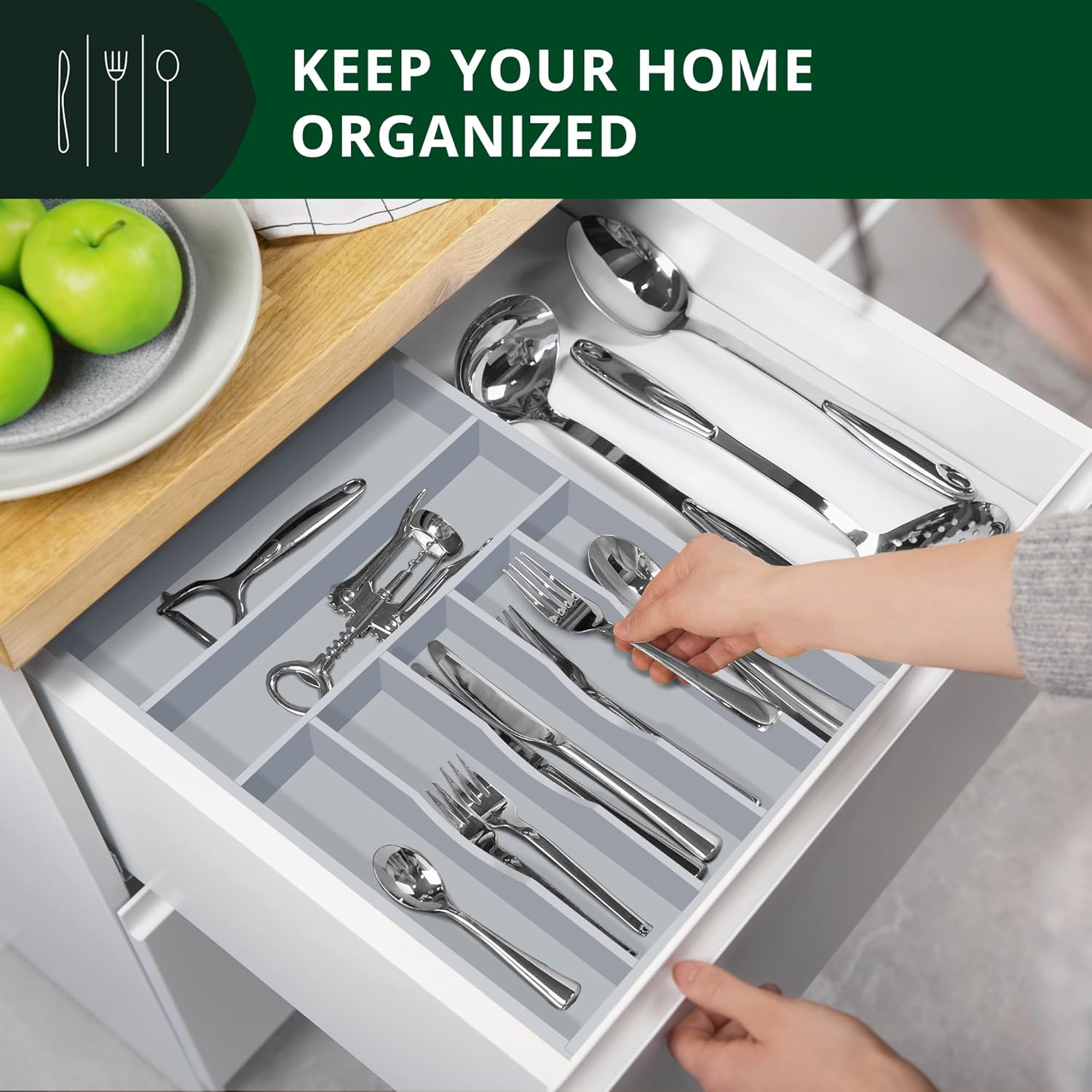 ROYAL CRAFT WOOD Luxury Bamboo Kitchen Drawer Organizer - Silverware Organizer - Utensil Holder and