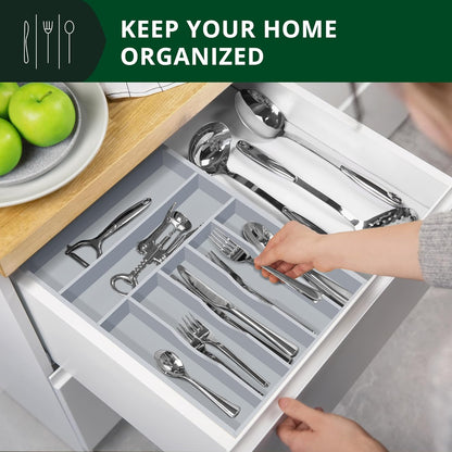 ROYAL CRAFT WOOD Luxury Bamboo Kitchen Drawer Organizer - Silverware Organizer - Utensil Holder and