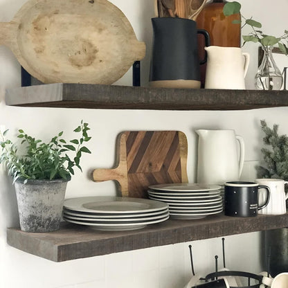 Floating Shelves, 8 Inch Deep Rustic Solid Reclaimed Wood Wall Shelves for Storage, Wall Mounted