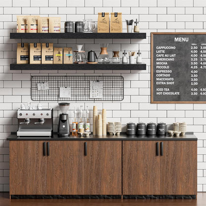 Heimlove 40 Inches Floating Shelves for Wall,9.3" Deep Black Long Floating Shelves Set of 2,Large