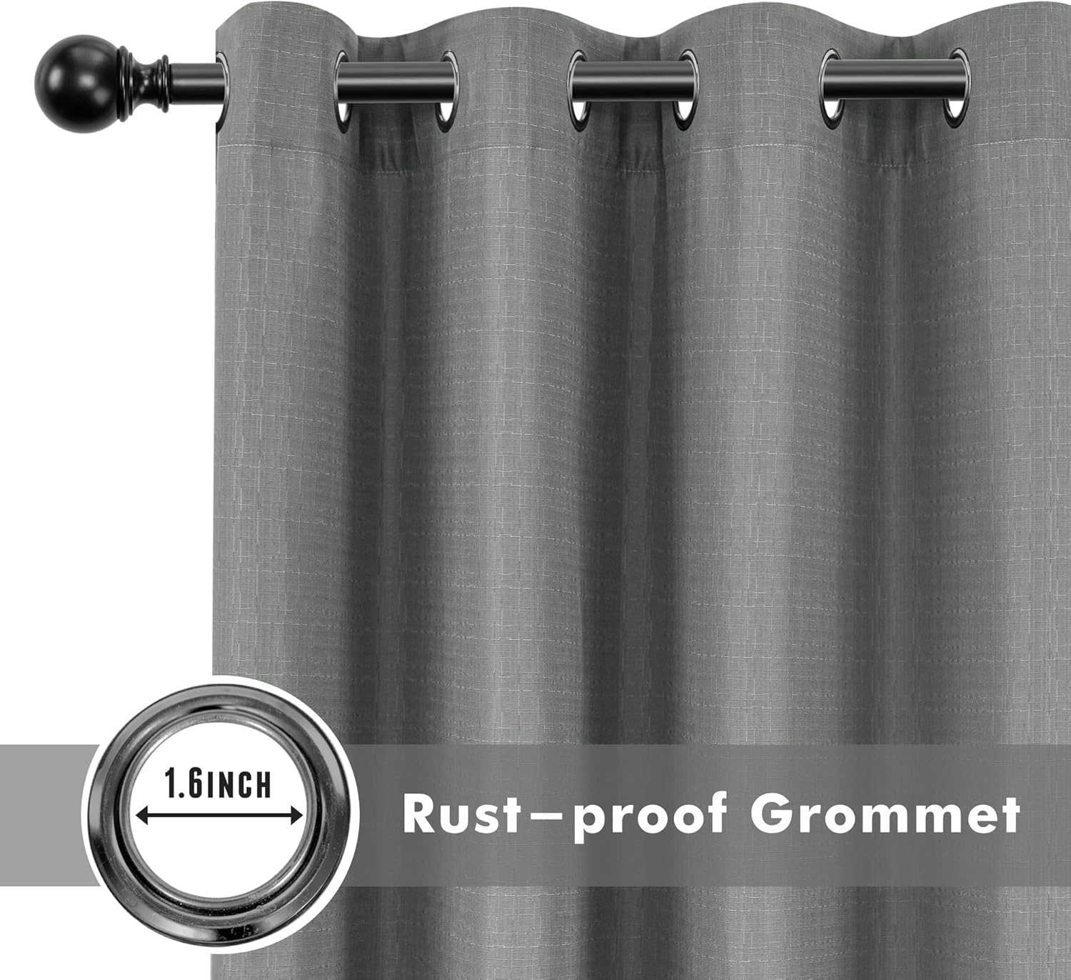 HolidayIdeas 4 Panels Linen Outdoor Curtains for Patio Waterproof Curtains 54" Wide x 84"