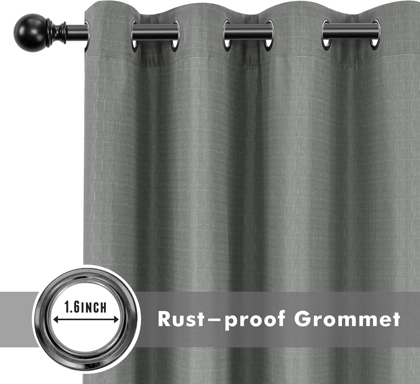 HolidayIdeas 4 Panels Outdoor Curtains for Patio Waterproof Linen Curtains 95 Inch Length-Outside