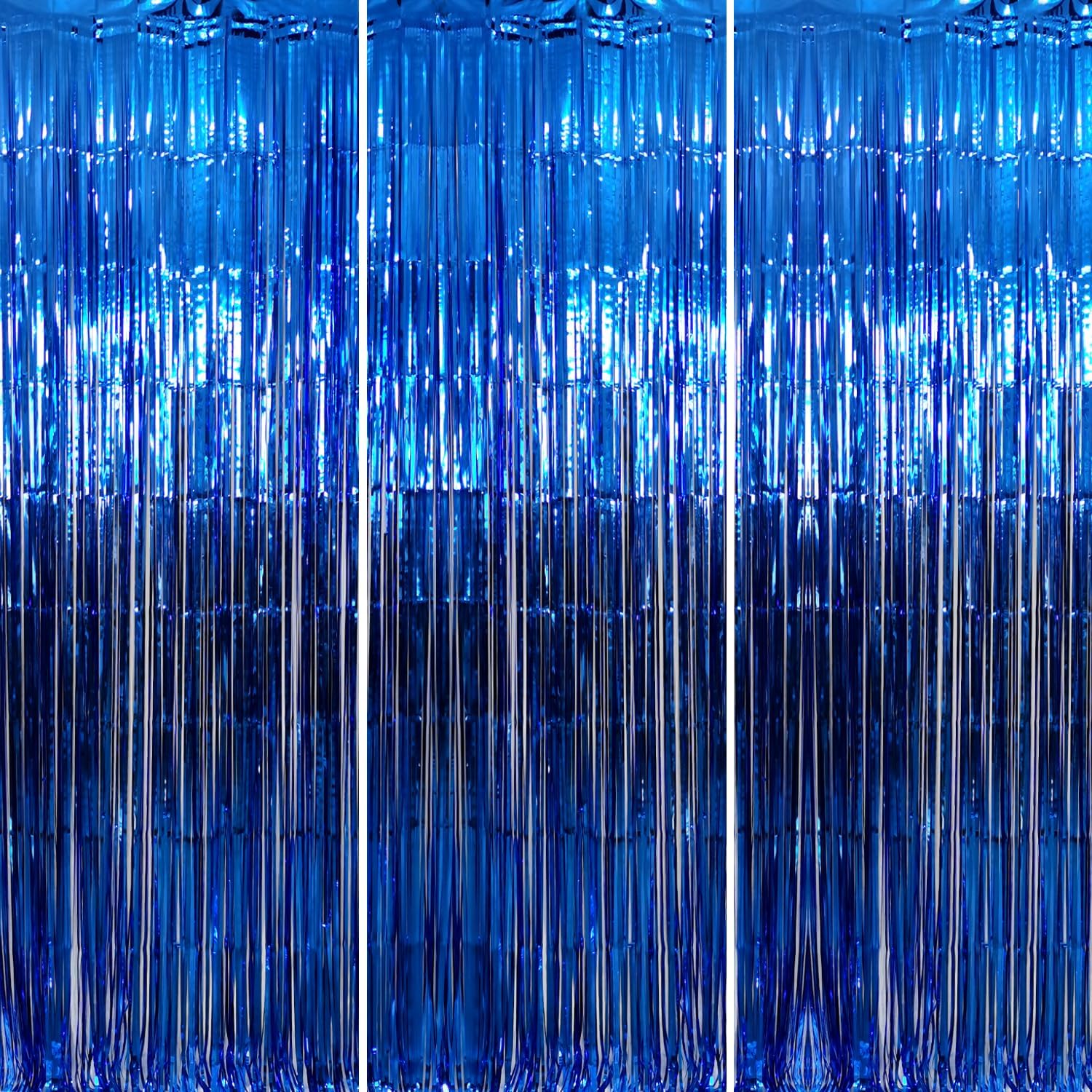 GOER 3.2 ft x 9.8 ft Metallic Tinsel Foil Fringe Curtains Party Photo Backdrop Party Streamers for