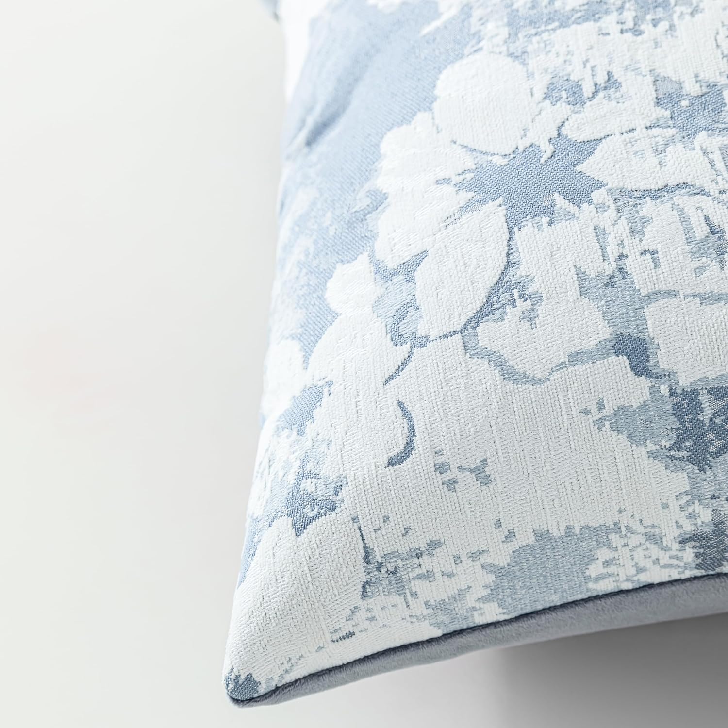 Jacquard Throw Pillow Covers 18x18 Inch Set of 2 - Vintage Floral Boho Pillow Cases with Botanical