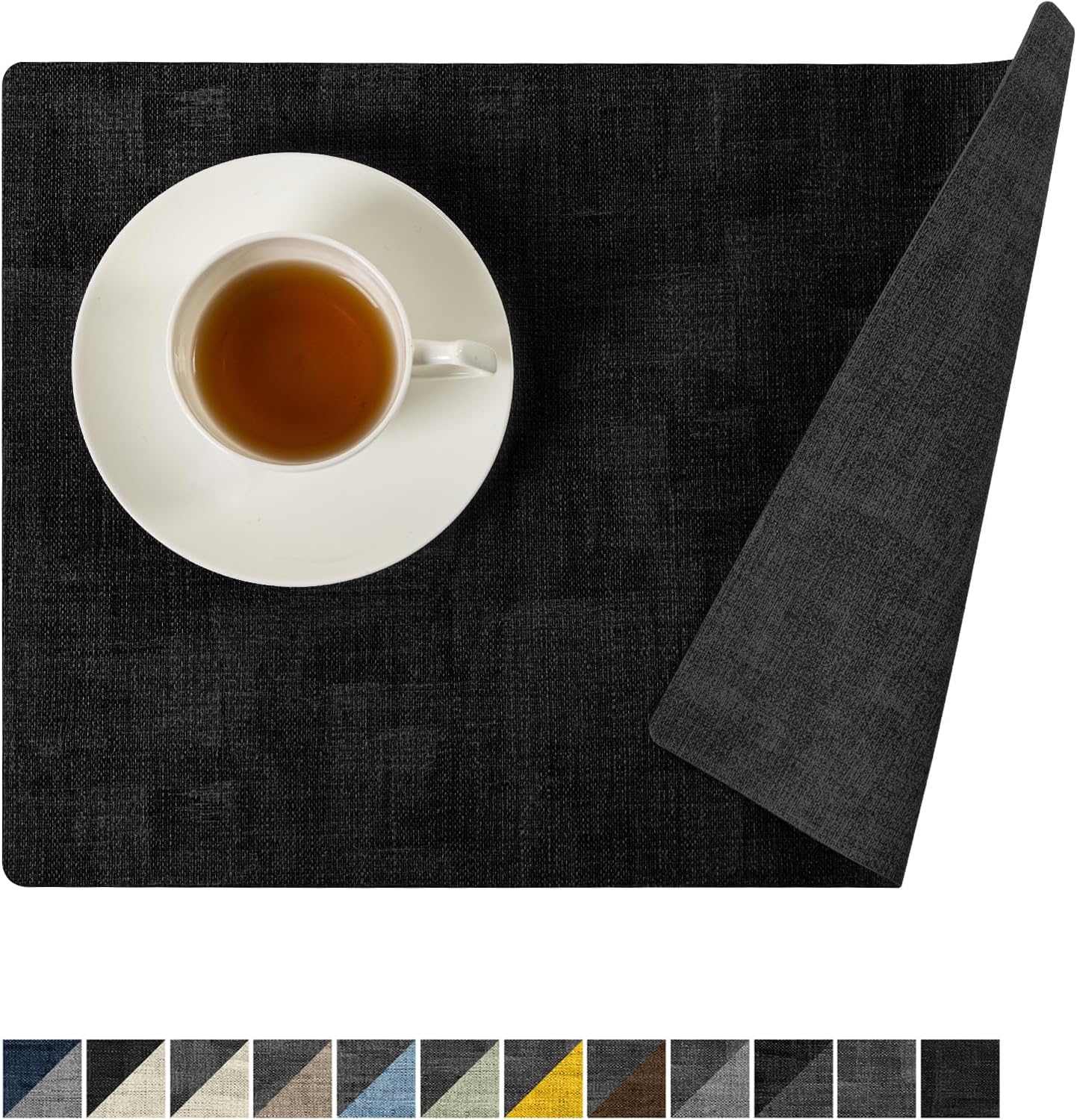 Romanstile Reversible Vinyl Placemats Set of 8, Faux Leather 100% Waterproof Oil-Proof Wipeable