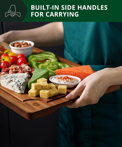 ROYAL CRAFT WOOD Wooden Cutting Boards for Kitchen Meal Prep & Serving - Bamboo Wood Serving Board